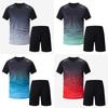 2/6-piece Men's Seasonal Gradient Short Sleeved Set Quick Drying Sports and Fitness Comfortable Plus Size Youth Casual T-shirt