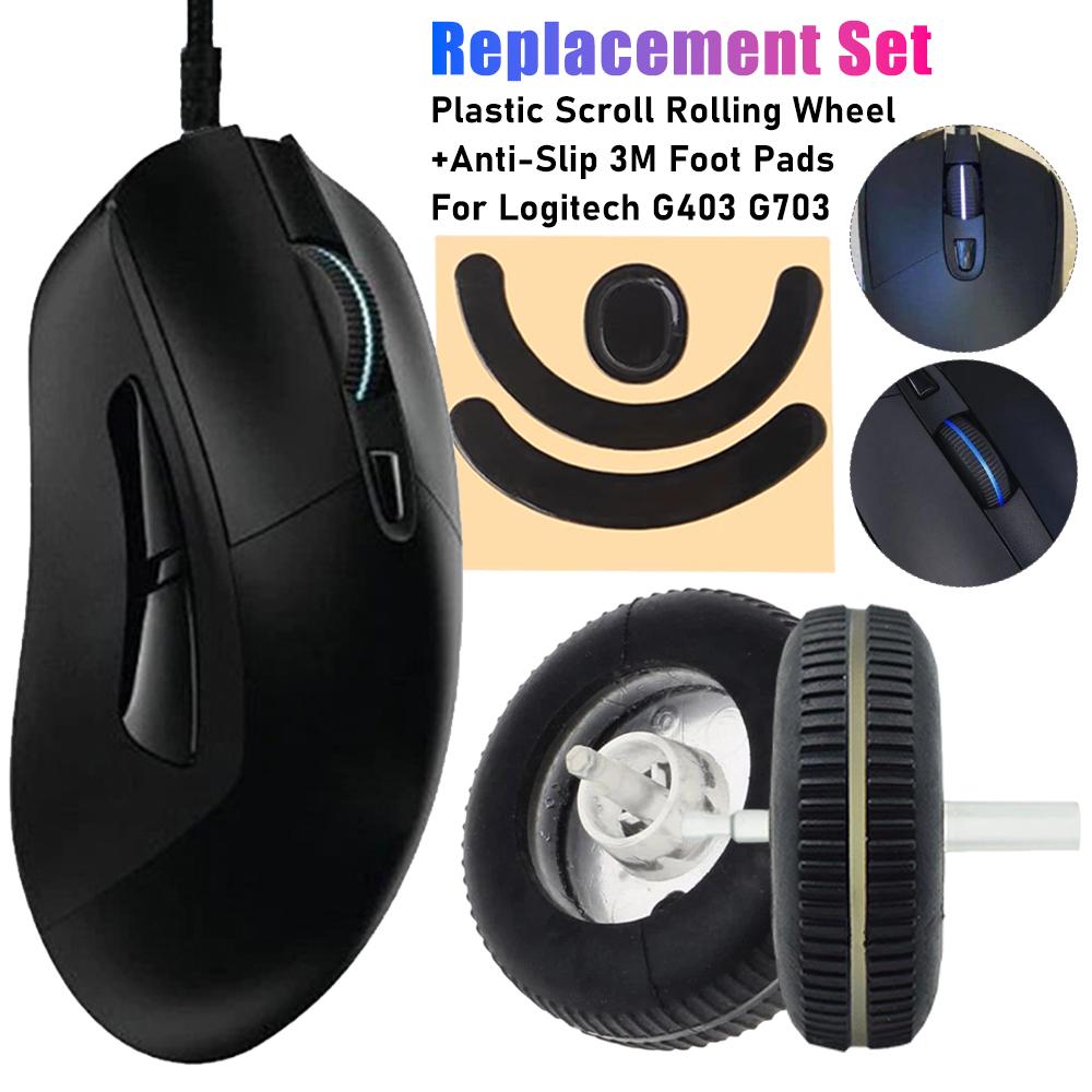 Mouse Pointing Wheel+Anti-Slip Foot Pads Plastic Scroll Rolling Wheel Pulley Feet Pads Replacement For Logitech G403/G603/G703