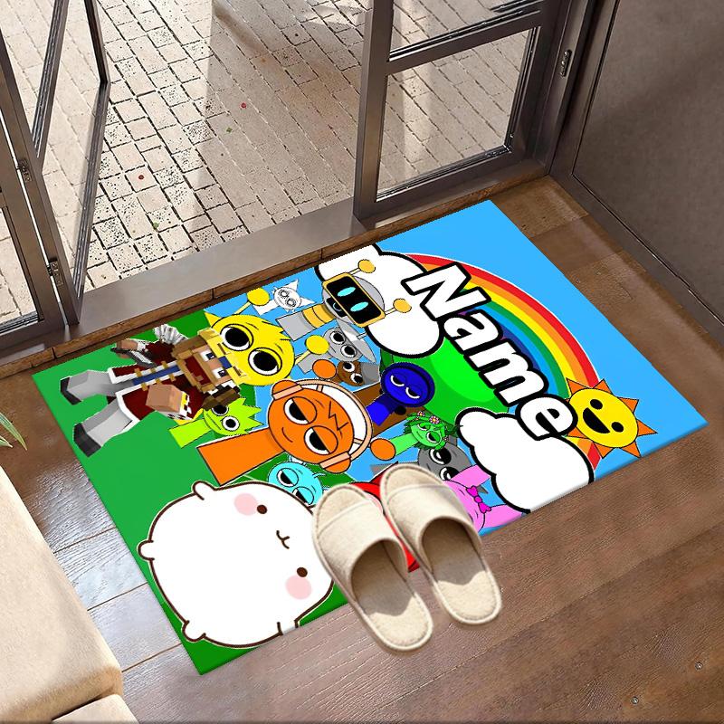 Custom Name Personalized Sprunki Game Print Carpet, Versatile Home Decor Rug, for Playroom, Apartment, Balcony, Entryway, Hallway Gift
