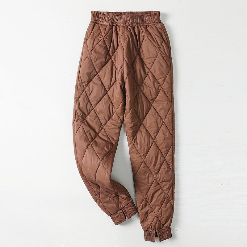 Wide Leg Cotton Pants Women's Thickened Warm Pants Middle-aged and Elderly Casual Straight Pants Outside Wearing High-waisted Down Cotton Pants