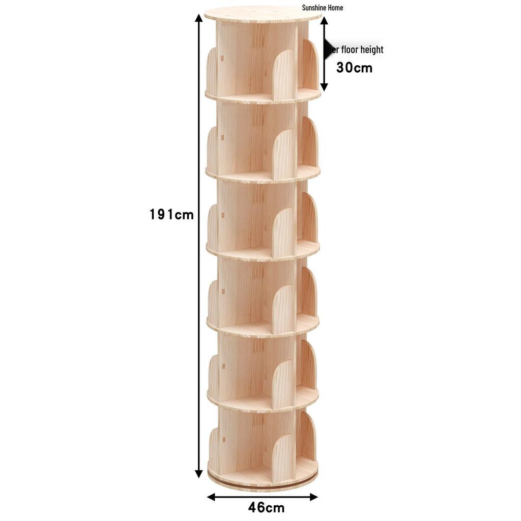 Drehbarer Bücherregalschrank aus Massivholz: Wandmontierbar, Einfache Aufbewahrung für Studenten und Kinder im Wohnzimmer