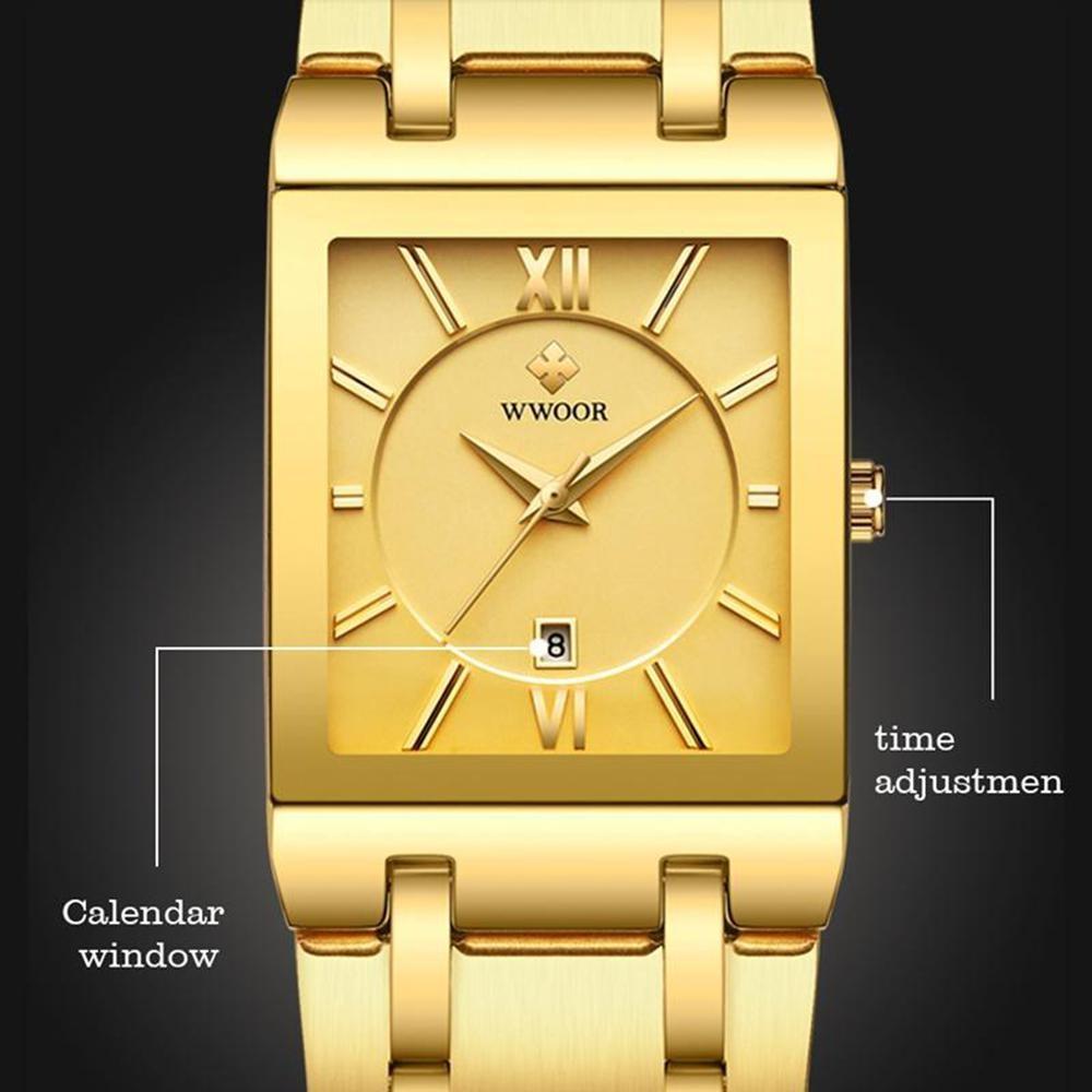 WWOOR Top Brand Luxury Steel Strap Business Quartz Watch Men Casual Waterproof Sports Watch