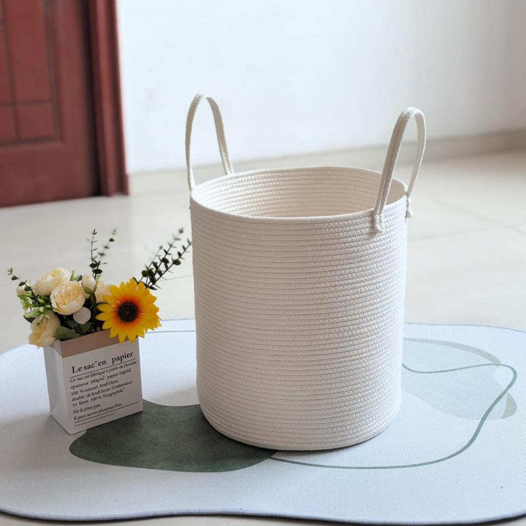 Korb aus gewebtem Baumwollseil im nordischen Stil für Wäsche, Spielzeug und Aufbewahrung