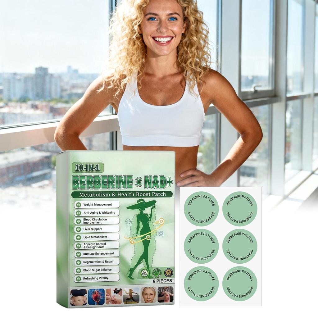 Berberine NAD+ 10-in-1 Detox Patches - Metabolic Boost & Weight Control Patches, 6pcs