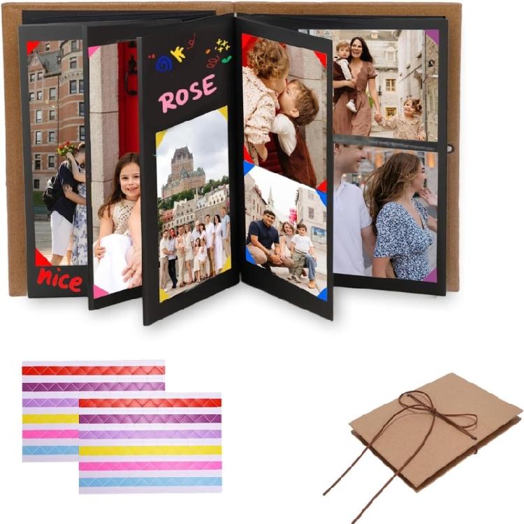 DIY Folding Photo Album Small Scrapbook Memory Book with Sticker for Graduation Birthday or Wedding Anniversary Gift