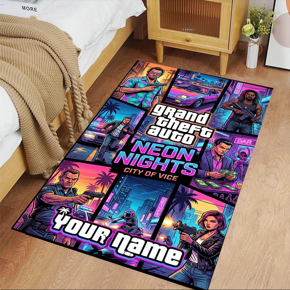 Grand Theft Auto Personalized Name Floor Rug Office Rug Suitable for Balcony Foyer Outdoor Living Rooms Antislip Carpet Office home decor