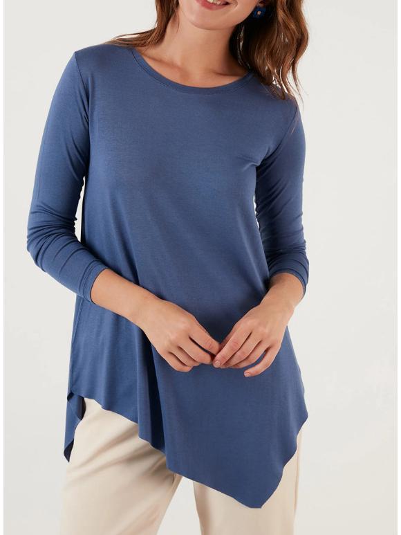 2025 Autumn Solid Color Round Neck Long Sleeve Top XL