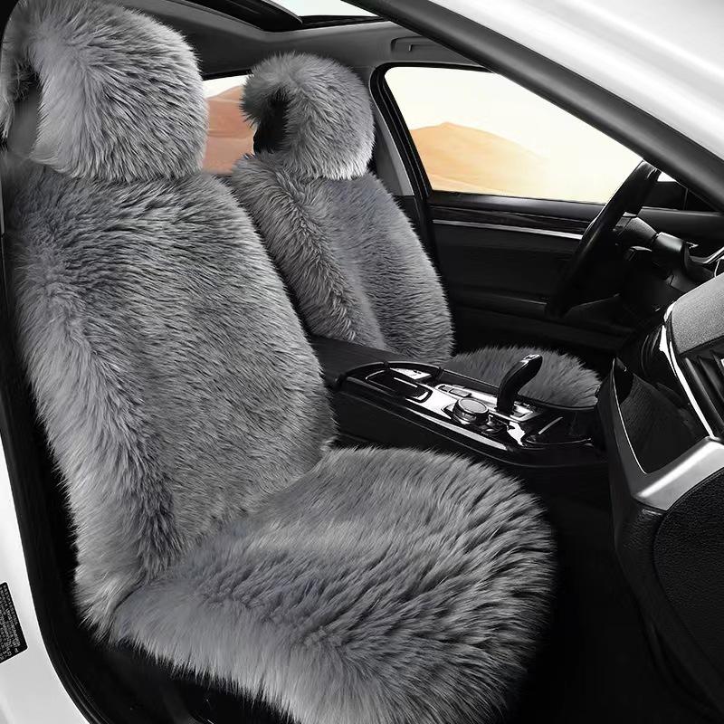 Universal Winter Plush Faux Sheepskin Car Seat Cushion with Backrest