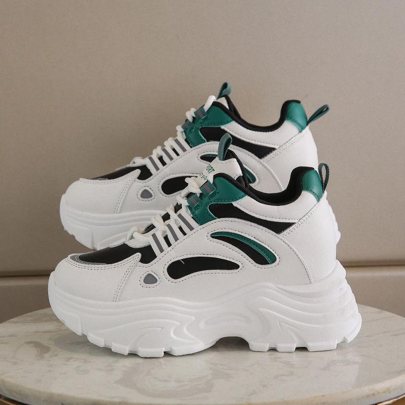 Autumn New Women's Clunky Chunky Sneakers Korean Sole Height Increasing Versatile Casual Breathable Thick Shoes for Women