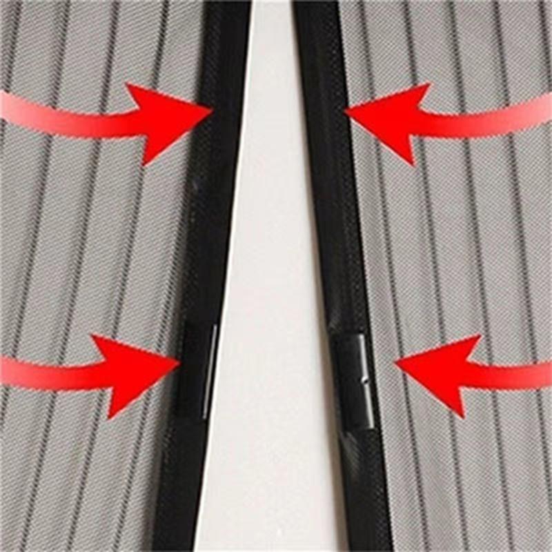 Magnetic Snap Screen Door Curtain, Polyester Meshes Frame Hook, Fit Door Up To 210cm
