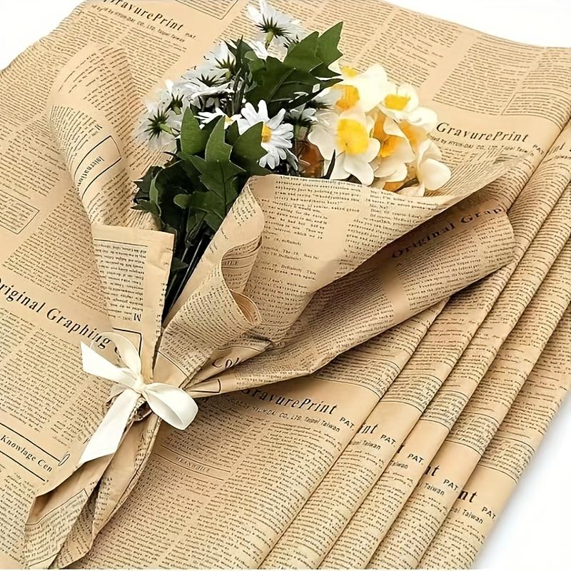 10 sheets Vintage Newspaper Paper, Floral Wrapping Paper,Handmade Gift Wrapping Paper,Suitable for Crafts,Gifts,Bouquet Supplies