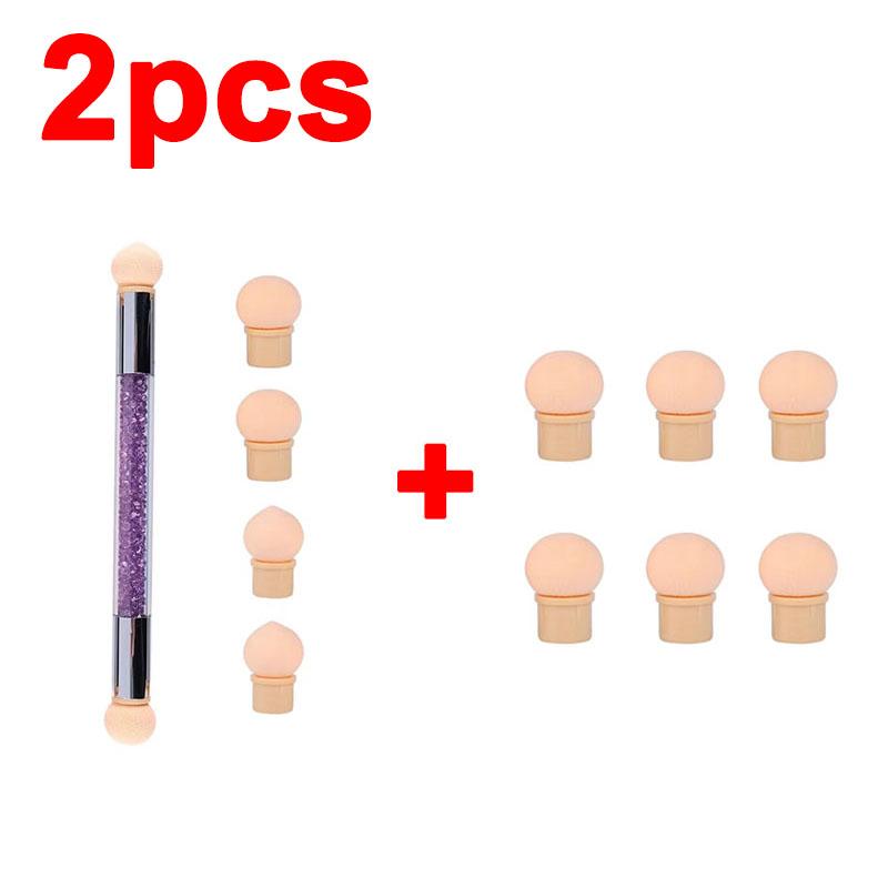 Sponge Heads Replacement Nails Color Gradient Brush Glitter Art Gel Polish Powder Dotting Pen for Manicure Tools ZJS05