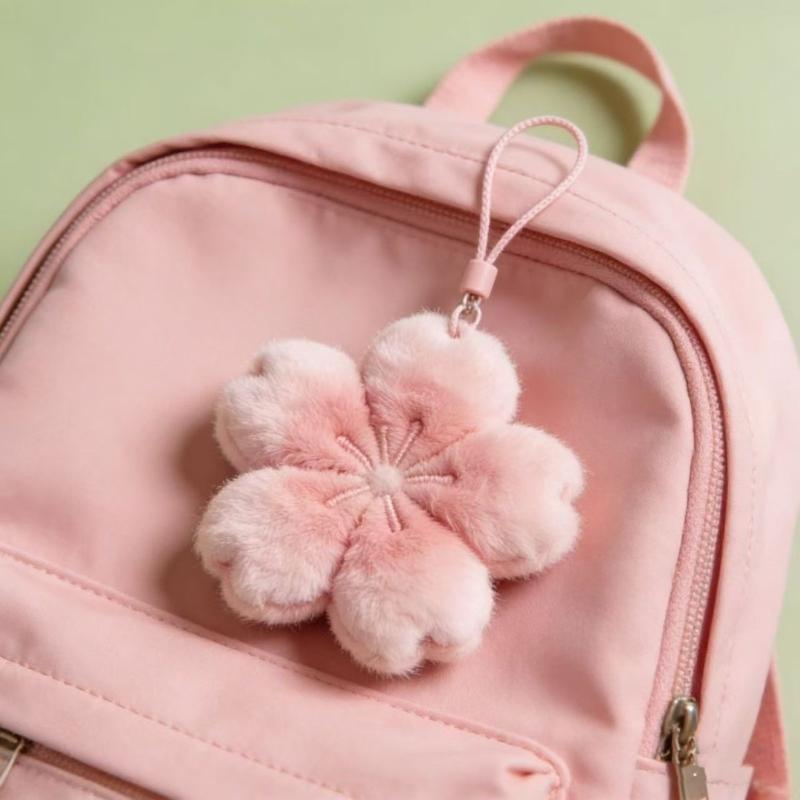 2026  Cherry Blossom Series Plush Doll Pendant Kawaii Pink Flower Car Keychain Gift For Cute Girlfriend Bag Decoration