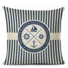 Blue Stripe Compass Boat Cushion Cover Nautical Style Decorative Cushions for Sofa Linen Pillow Case Home Decor Pillow Cover