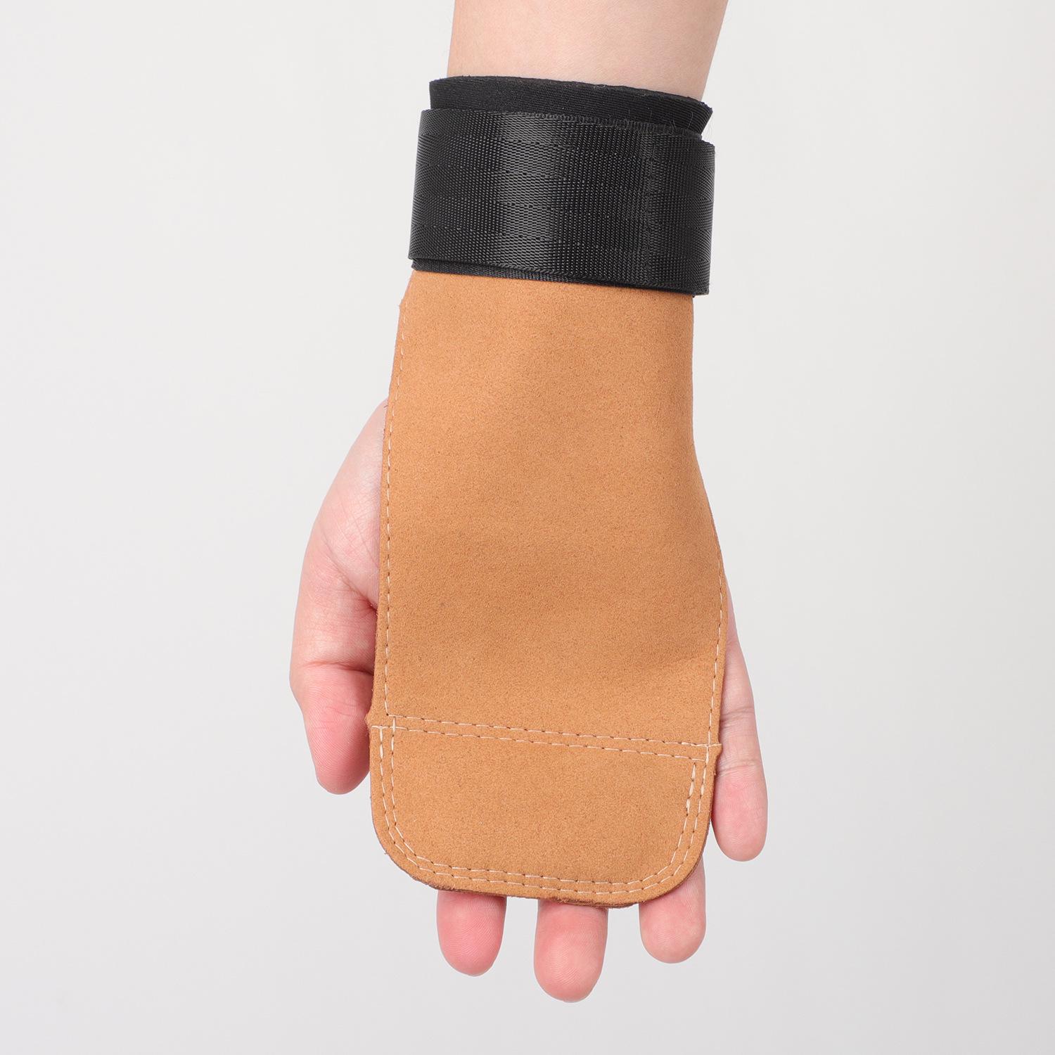 Faux Leather Palm Protector Training Gloves with Grip Assistance Strap One Size