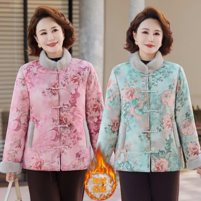 Neue Samt-Winterjacke, warm und gefüttert, Neue gefütterte Winterjacke, Chinesische gefütterte Damenbekleidung