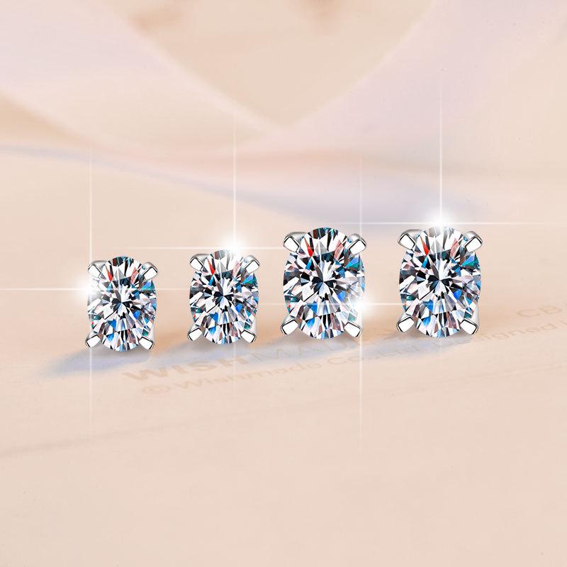 Feinschmuck 1/2/0,5 Karat*2 Ovalschliff GRA-zertifiziert VVs1 Diamant Moissanit Ohrstecker S925 Sterling Silber Ohrstecker für Damen