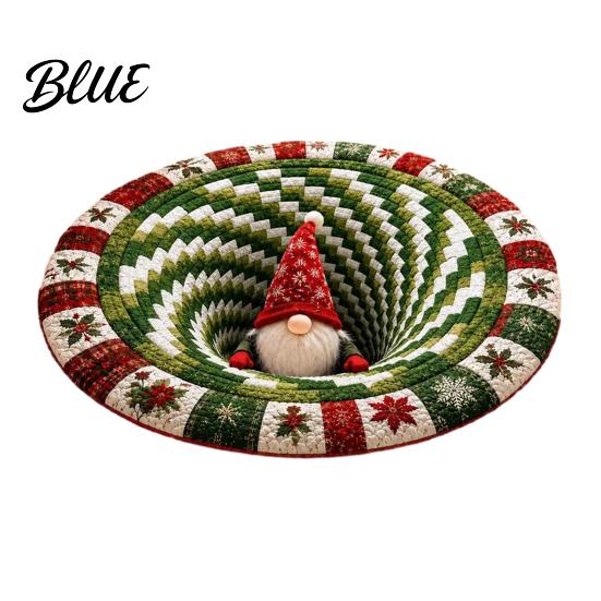 Kerst Vloermat Rond 3D Tapijt Optische Illusie Vloerkleed Kerstman Kabouter Gekwilt-achtig Antislip Woonkamer Tapijt Antislip Wasbaar voor Slaapkamer