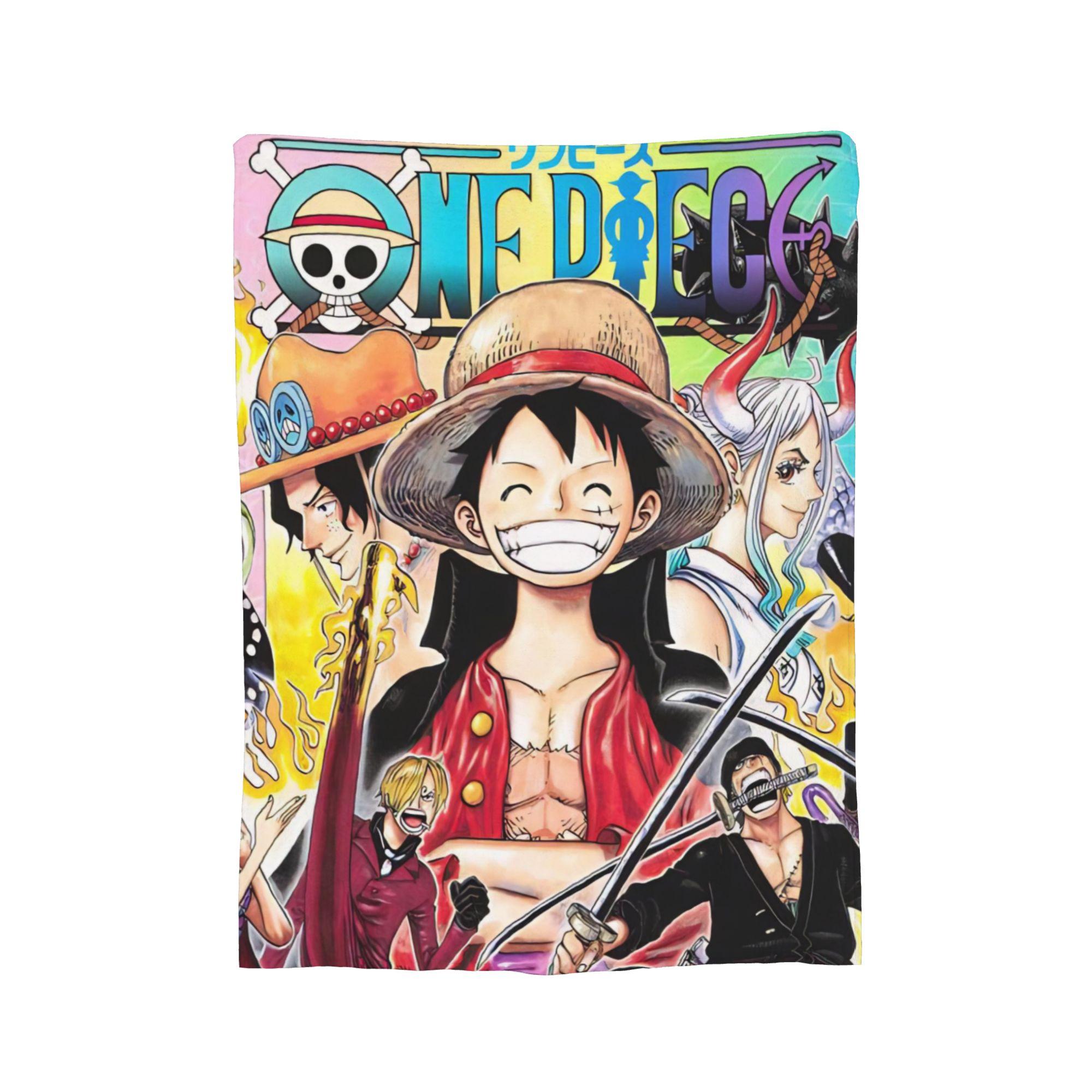 One Piece Crew Luffy Ace Yamato Zoro Flannel Blanket All-Season Double-Sided Warm Throw Fashion Nap Blanket 75X100