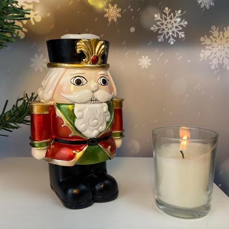 Nutcracker Candlestick Decor Household Living Room Desktop Candlestick Christmas Resin Decoration Objects