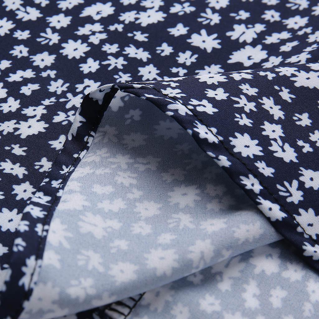 YYFS Women's Fashion Summer Spring Flower Pattern Print Short Sleeve V-Neck High Waist Casual Dresses