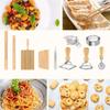 Wood Threaded Rolling Pin Pastas Tool Set Dough Scraper Gnocchi Board Dumpling Maker Ravioli Stamp Cutter Wood Texture
