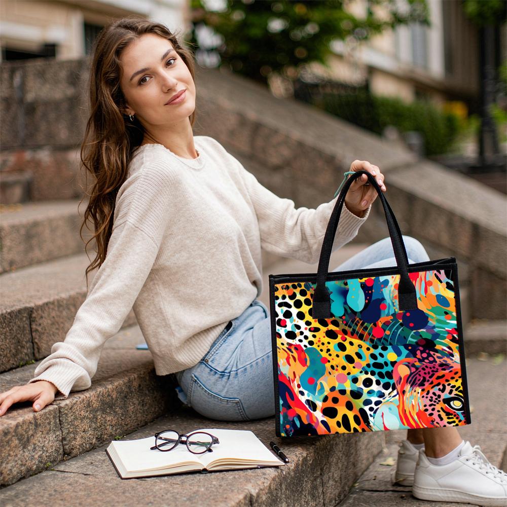 Colorful Leopard Print Tote Bag Fashion Portable Casual Handbag For Daily Use