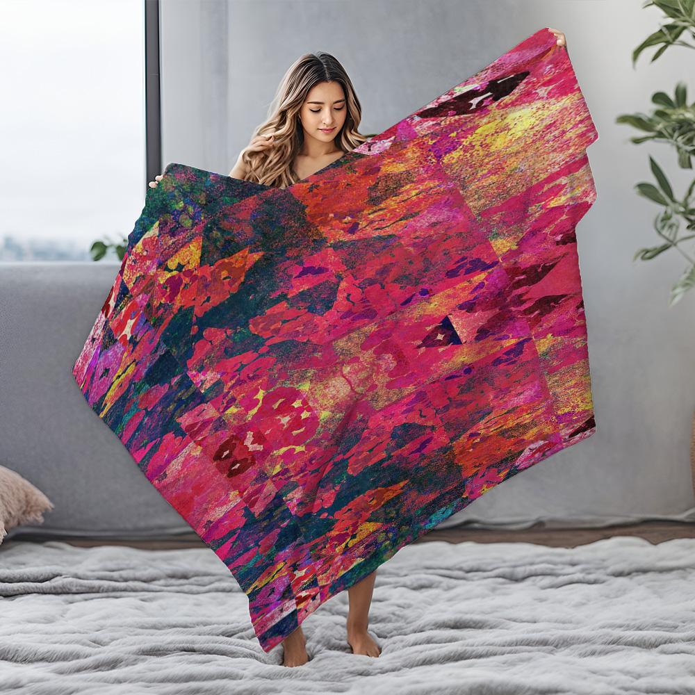 Vibrant Abstract Colorful Geometric Print Throw Blanket Sofa Bed Decorative Bedspread Gift