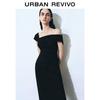 UR2026 Women's Off-Shoulder Pleated Slim Dress