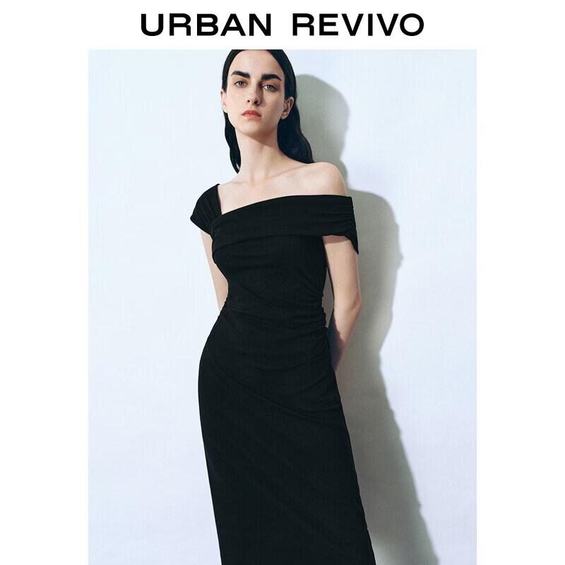 UR2026 Women's Off-Shoulder Pleated Slim Dress