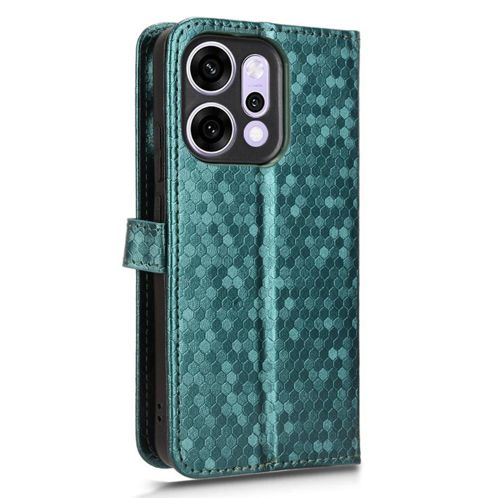 For Oppo Reno14 5G (Global) Wallet Case Dot Pattern Imprint PU Leather Phone Cover with Wrist Strap