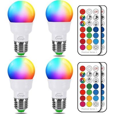 LED Bulb - RGB - E27 - 5W - 12 Colors - Remote Control (Pack of 4)