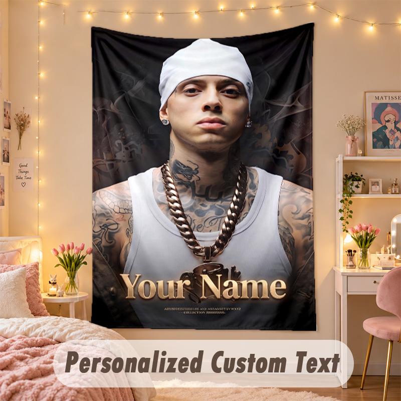 Custom Personalized Tapestry,Central Cee Print Custom Name Text Wall Art Hanging for Bedroom