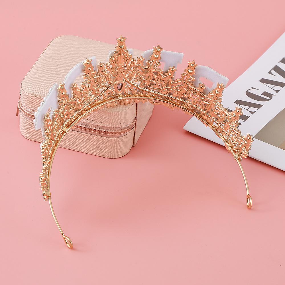 Pearl Lace Bridal Crown & Headband Set with Wavy Edge Sash and Shoulder Straps