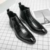 2025 Autumn and Winter Men's Shoes Retro Trend Chelsea Boots High-top Large Size Leather Short Boots Fashionable European and American 6812 Boots