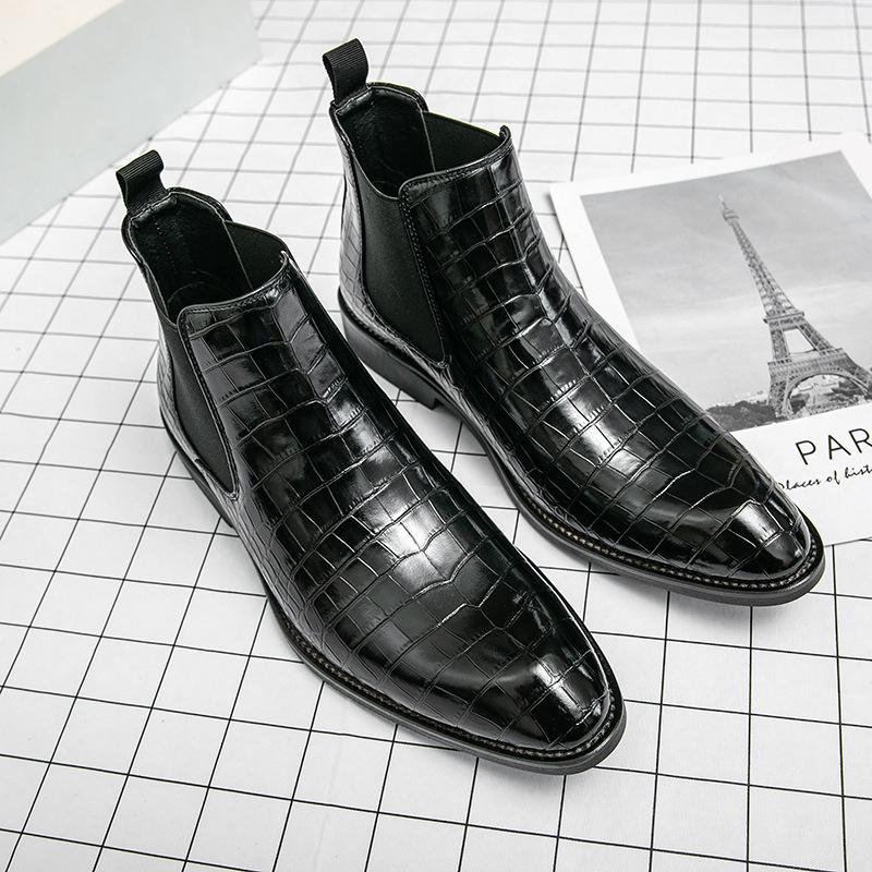 2025 Autumn and Winter Men's Shoes Retro Trend Chelsea Boots High-top Large Size Leather Short Boots Fashionable European and American 6812 Boots