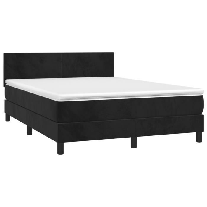 VidaXL Lit à sommier tapissier avec matelas Noir 140x190 cm Velours 3141181