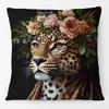 European Fashion Leopard Rabbit Fox Tiger Smoking Lion Animals Portrait Cushion Covers Pillowcase For Sofa