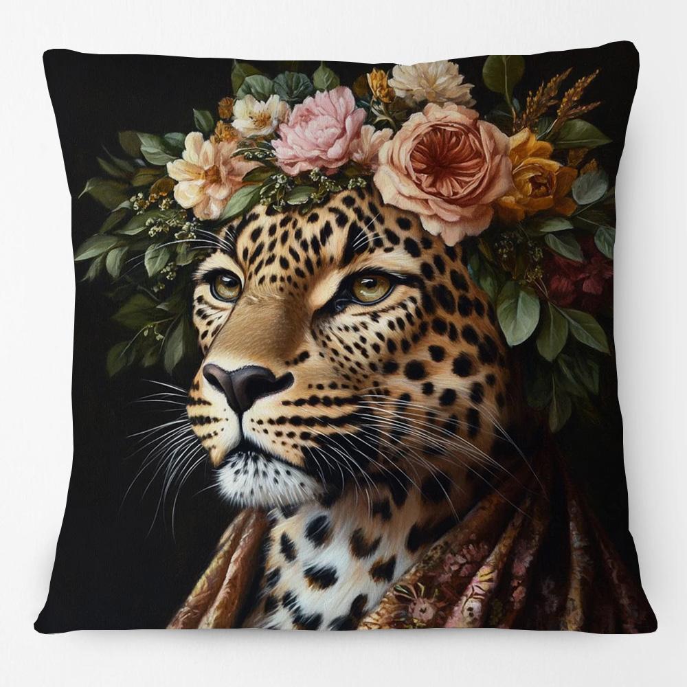 European Fashion Leopard Rabbit Fox Tiger Smoking Lion Animals Portrait Cushion Covers Pillowcase For Sofa