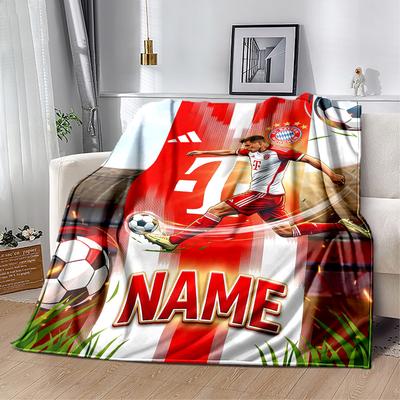 Dynamic Soccer Legend Customize Your Name Blanket Multi-purpose Personalized Blanket Ultra-Soft Perfect for Bed Seaside Livingroom Living Room