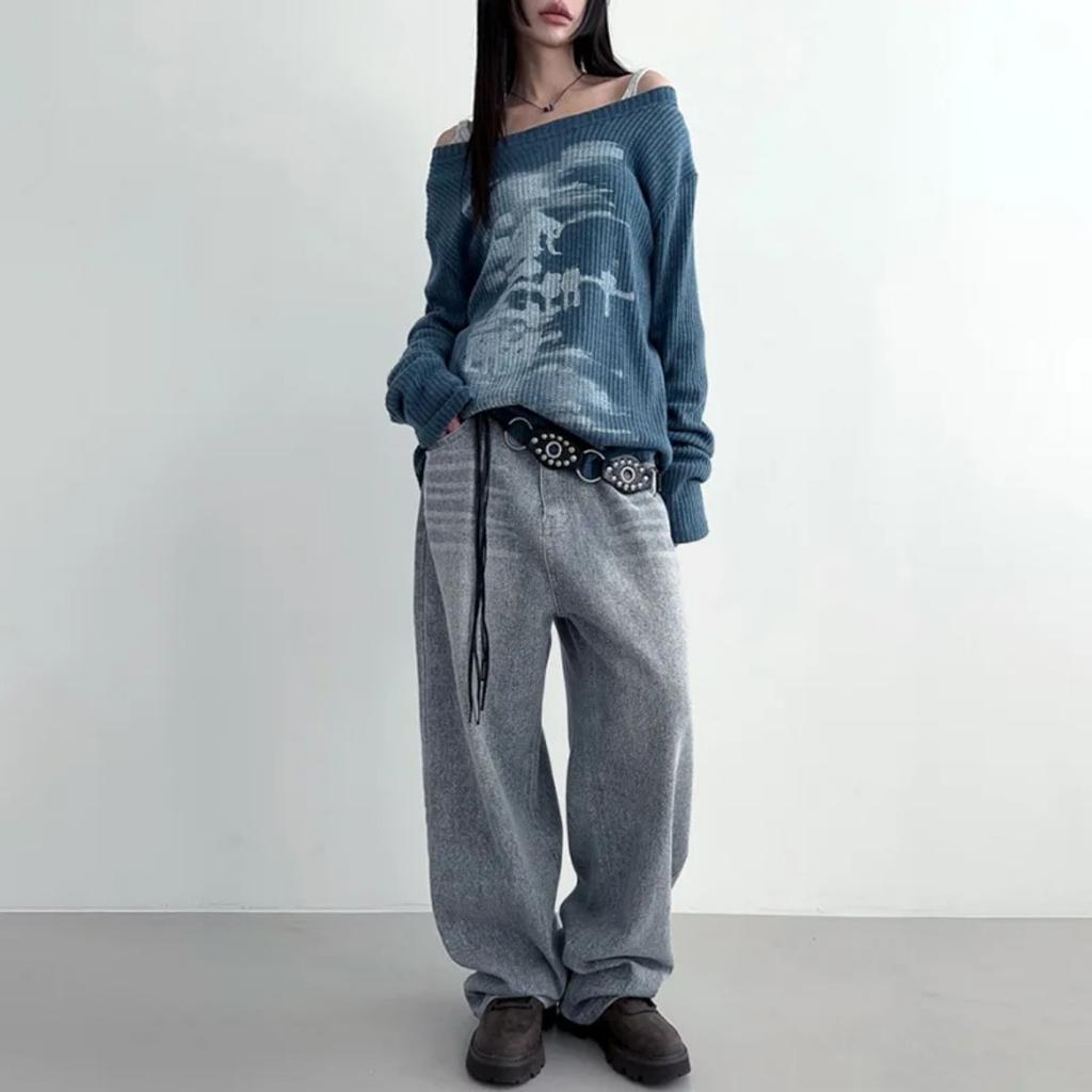 VAYLA Autumn Harajuku Women Printing Tees Vintage Streetwear Grunge Skew Collar Tops Y2k Aesthetic Loose Casual Hiphop Vintage Tops