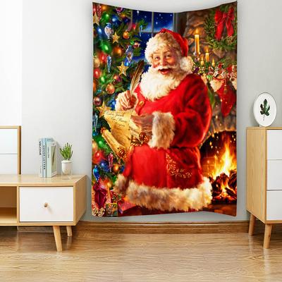 Christmas Decorative Tapestry Santa Claus Christmas Tree Fireplace Art Wall Hanging Home Holiday Wall Decorative Sofa Sheet