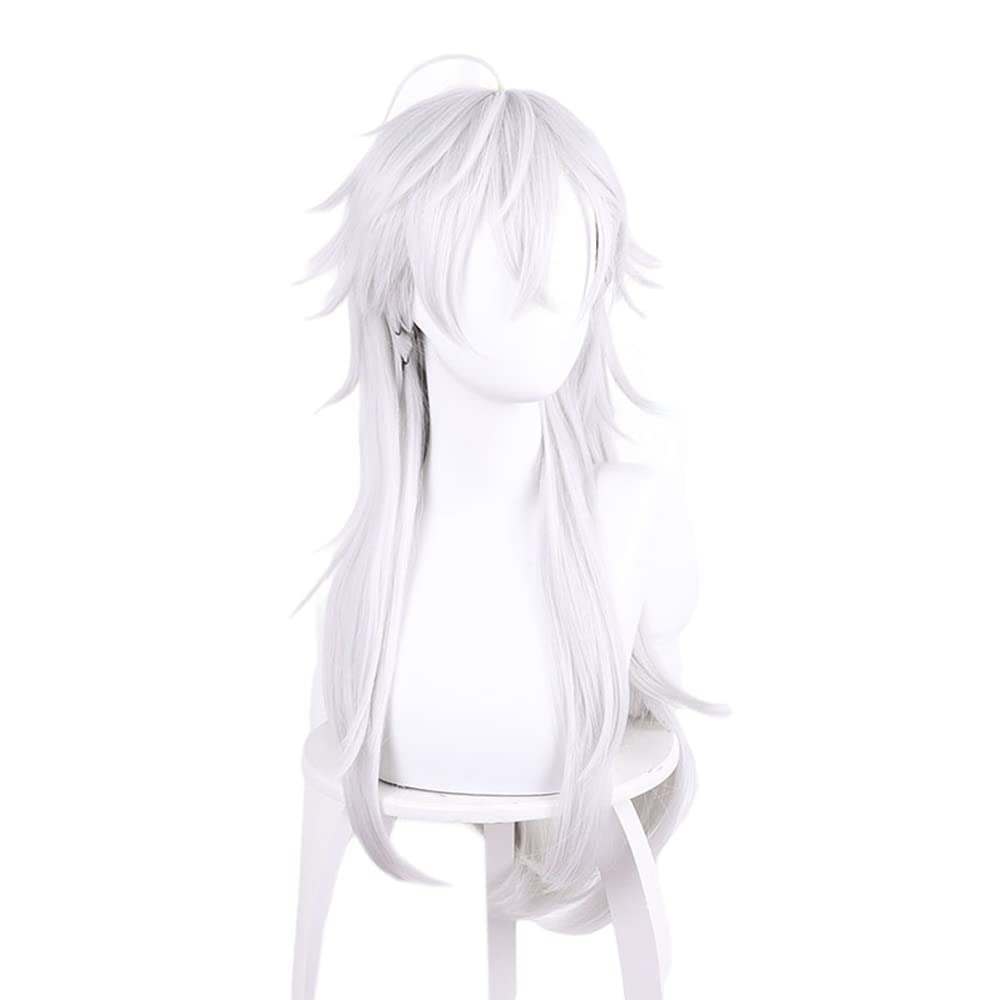 Kuzuha Cosplay Perfect for and Festivals Wig, White/Silver, Heat-Resistant, 80cm, Cosplay, Photoshoots,