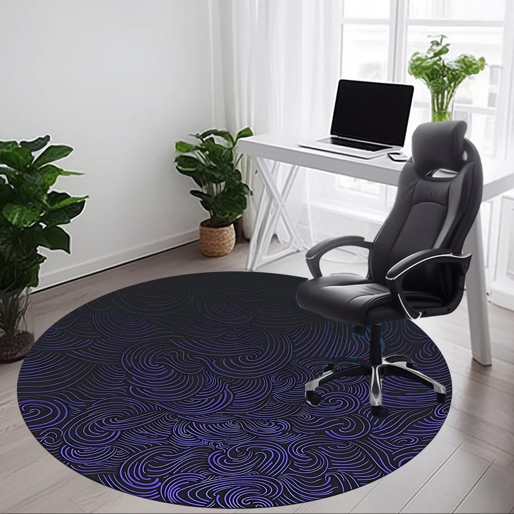 1pc Wave Swirls Office Round Area Rug,  Mat Suitable For Office, Under Office Chairs Bedroom Living Room Home Decor, Room Deco