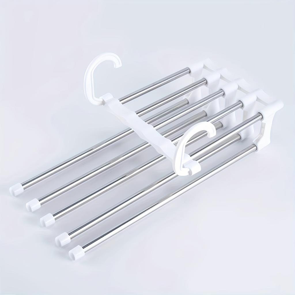 5 In 1 Multifunction Pant Rack Hanger Stainless Steel Wardrobe Adjustable Magic Trouser Hangers Towel Shelves Closet Organizer