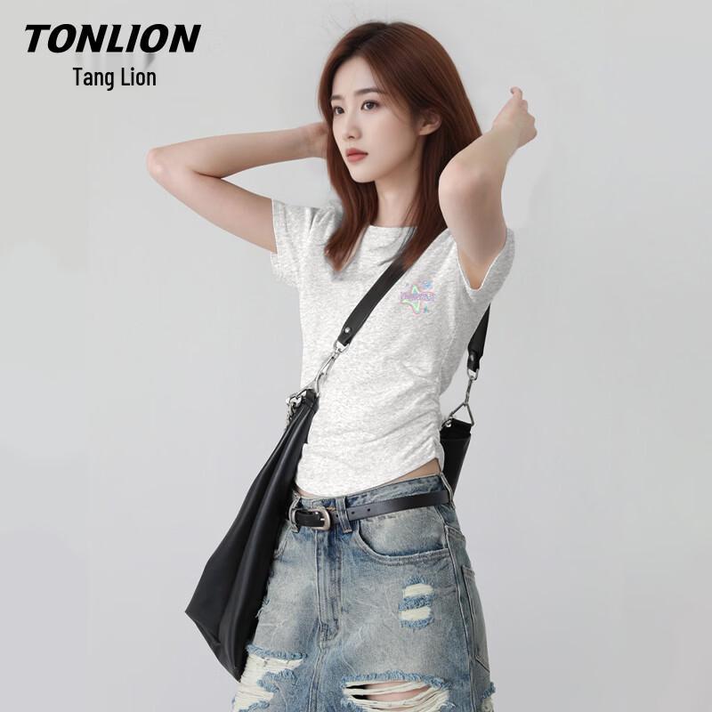 TonLion Women s Slim Fit Pleated Short Sleeve T-Shirt 52.5