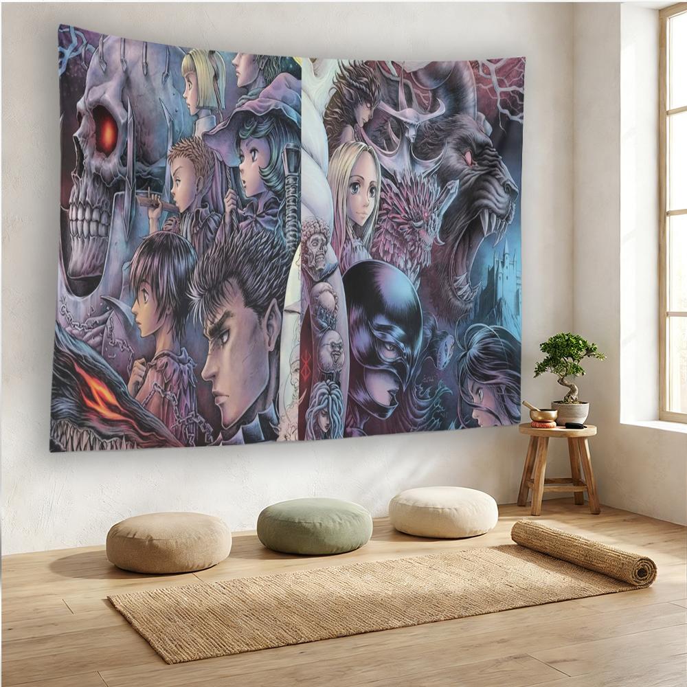 BBerserk MManga Anime Tapestry  GGriffith Skull Knight Wall Art Poster for Living Room Bedroom Decor
