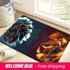 Pokemon Water Vs Fire Trainer Battle Print Non-Slip Doormat, Absorbent Floor Mat for Home Decor