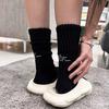 Trendige Marke Einfarbige Verdickte Handtuchsohle Sportsocken Mittellang Arbeitskleidung Retro Baumwollsocken Gestapelte Socken