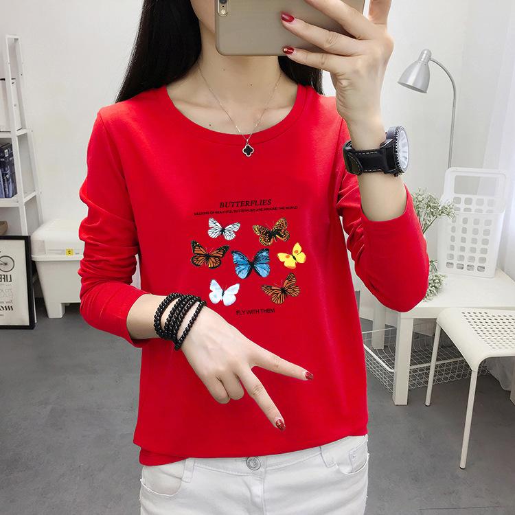 Women Crew Neck Long Sleeve T‑Shirt Loose Large Size Animal Print Pullover Casual Fall Base Top